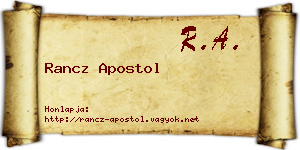 Rancz Apostol névjegykártya